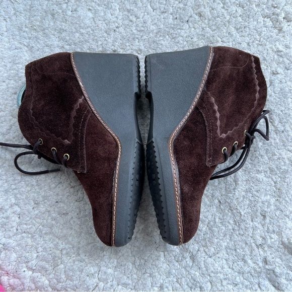 Naturalizer Kailyn Brown Suede Lace Up Oxford Wedge Heel Shoes - Picture 6 of 13